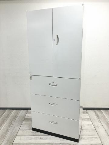 【中古】QUWALL RW45-10H 生興 ハイキャビネット／両開き＋3段ラテラル