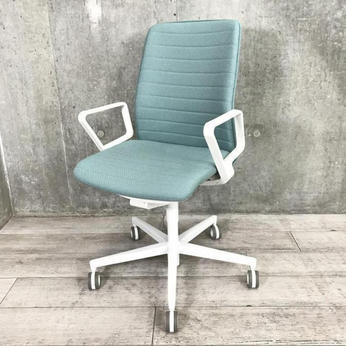 【コクヨの最新チェア】インテリア発想から生まれた、空間に溶け込む柔らかなデザイン　■コクヨ　FABRE（ファブレ）ファブリック　ストライプタイプ　■ローバック　固定肘付き　■アッシュターコイズ【オフィスにもご自宅にも】【A01001440】
                        ファブレ クッション
                                    中古
            