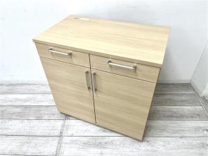 【定価約10万円】【給湯室にお勧め！おしゃれなキッチンキャビネット】■オカムラ　アルトカフェ　■ナチュラル　■キッチンキャビネット　■コンセントユニット付