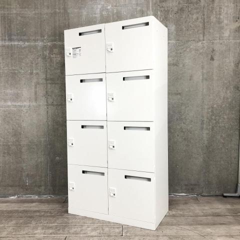 【在庫入替セール品！】【フレキシブルな働き方に対応するメールロッカー！鍵の持ち運び要らずで便利に使えるダイヤル錠タイプ！】/オススメ(おすすめ) /人気商品【弊社使用欄：A01044090】■8人用パーソナルロッカー　■ホワイト　■投入口あり　■ダイヤル錠/オカムラ製（okamura）　ピクスラインシリーズ（Pixline）