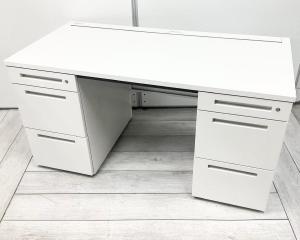 【収納スペースも充実で使いやすい！】■イトーキ製　両袖デスク　W1400×D700×H720mm　ホワイト【ITOKI　CZR】