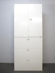 【省スペースに大量収納！オフィスの書類をまとめて整理！】■オカムラ　レクトラインシリーズ　両開き＋3段ラテラル書庫セット　H2150mm　　ホワイト【Okamura　Rectline】★