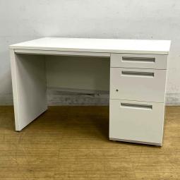 【在庫入替セール】片袖机　イナバ　デュエナ　パネル脚　W1200の定番サイズ　配線Sタイプ　清潔感のあるホワイトカラー　鍵付き