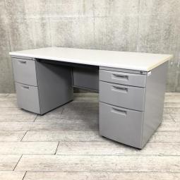 【在庫入替セール】イトーキ　CZシリーズ　両袖机　広々使えるW1600サイズ　右：3段引き出し　左：2段引き出し　鍵付き　シリンダー錠　グレー　トップメーカーの定番商品