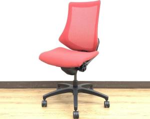 【7脚限定】人気のエフチェア　中古 オフィス 家具 チェア レッド メッシュ　おすすめ　定番