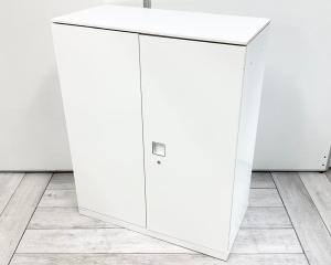 【高品質で使いやすい！】■オカムラ　レクトラインシリーズ　両開き書庫　W900×D450×H1120mm　ホワイト天板付【Okamura　Rectline】