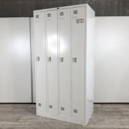 【コート類も入る縦長ロッカー！移転や増員を検討されている方にオススメ！】■ウチダ（UCHIDA）製　システムロッカーシリーズ　NS型　4人用更衣用ロッカー　ネームプレートあり　W900×D515㎜　■ダイヤル錠　■ホワイト