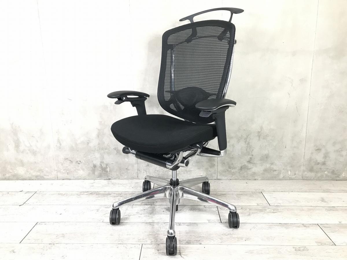 【世界で認められた革新的タスクチェア！人間工学に基づいた快適な座り心地を実現！】■オカムラ（okamura）製　コンテッサチェア　肘付ハイバック　■背面メッシュ　■可動肘　■ブラック
                        コンテッサチェア
                                    中古
            