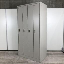 【個人の衣服や荷物をしっかり管理！常に人気の高い更衣用ロッカー！】■オカムラ（okamura）製　FZシリーズ　4人用ロッカー　更衣用ロッカー　縦型ロッカー　W900×D515㎜　■シリンダー錠　■グレー