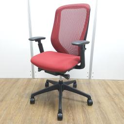 【前傾チルト機能付き】【オカムラ製品で最も人気を集める高機能メッシュチェア！】■オカムラ（okamura）製　シルフィー（Sylphy）チェア　肘付きハイバック　可動肘　背面メッシュ　■レッド×ブラックシェル