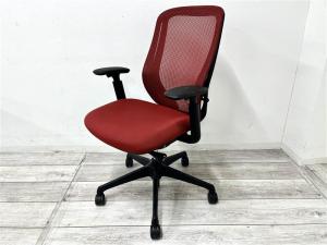 【定価約10万円】【前傾チルト機能付き】【オカムラ製品で最も人気を集める高機能メッシュチェア！】■オカムラ(okamura)製　シルフィー(Sylphy)チェア　肘付ハイバック　背面メッシュ　■レッド×ブラックシェル