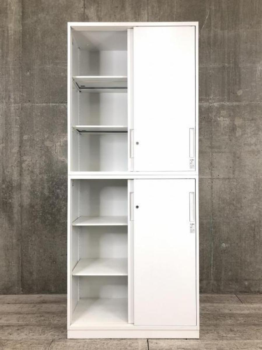 コクヨ　キャビネットスライド式扉 グレー　中古　汚れ有り　88×120×40cm 中古】エディア コクヨ/KOKUYO ハイキャビネット／引き違い＋引き違い