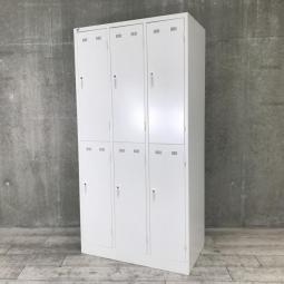 【上下2段で省スペースに収納！多人数使用で空間を有効活用できる人気6人用ロッカー！】■生興　ＳＬＫロッカー■W900×D515×H1790　■シリンダー錠　■ホワイト
