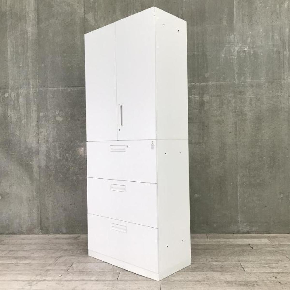 【定価約19万円】【オフィス整理の定番品！両開き書庫と3段ラテラル書庫のセット！】■コクヨ(KOKUYO)製　 エディア(EDIA)シリーズ　両開き＋3段ラテラル　書庫セット　ハイキャビネット　H2160㎜　■ホワイト　■シリンダー錠
                        エディア
                                    中古
            