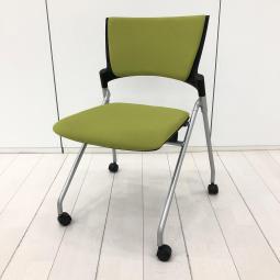 【在庫入替セール品！（本在庫限定価格）】長時間の作業でも疲労感を抑えてくれるペンディングシート使用！■イトーキ/マノスチェア　■ネスティングチェア　■キャスター付■背座グリーン【弊社使用欄：A01019061】【HU】