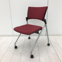 【在庫入替セール品！（本在庫限定価格）】長時間の作業でも疲労感を抑えてくれるペンディングシート使用！■イトーキ/マノスチェア　■ネスティングチェア　■キャスター付■背座レッド【弊社使用欄：A01036494】【HU】