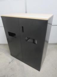 【カフェスペースにもオススメ！スタイリッシュなデザインのゴミ箱！】■ウチダ　分別ダストボックス　ブラック　木目天板付　■オシャンティなトラッシュユニット！【UCHIDA　HS】【ABW】