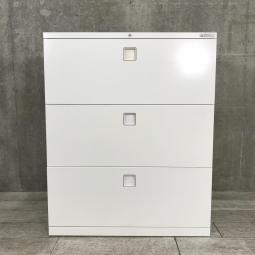 【現行シリーズ】【オフィスの必需品！大容量の三段キャビネットがまとめて揃います！】■オカムラ（okamura）製　レクトライン（Rectline）　3段ラテラル　■ホワイト　【関東倉庫在庫品】