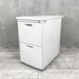 イトーキ　CZシリーズ　2段脇机　A4ファイル×2段収納　鍵付き　シリンダー錠　ホワイト