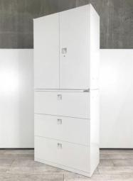 【580692】【オフィスの書類をスッキリ整理！大人気レクトラインの上下書庫セット！】■オカムラ（okamura）製　レクトラインシリーズ　両開き＋３段ラテラル　書庫セット　H2170㎜　■シリンダー錠　■ホワイト　オフィスバスターズ　水戸サテライト　大子町　北茨城市　高萩市　日立市　常陸太田市　常陸大宮市　那珂市　東海村　ひたちなか市　城里町 水戸市　笠間市　茨城町　大洗町　小美玉市