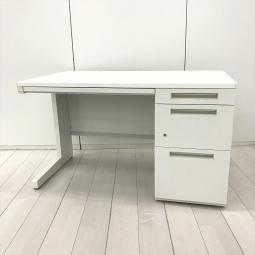 【イナバの技術が詰め込まれたスタンダードなオフィスデスク！　収納も充実で使いやすい！】 ■イナバ（INABA）製　デュエナ（DuENA）シリーズ　片袖机　W1200×D700×H700㎜　■ホワイト　■シリンダー錠