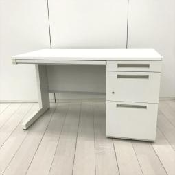 【イナバの技術が詰め込まれたスタンダードなオフィスデスク！収納も充実で使いやすい！】 ■イナバ（INABA）製　デュエナ（DuENA）シリーズ　片袖机　W1200×D700×H700㎜　■シリンダー錠　■ホワイト