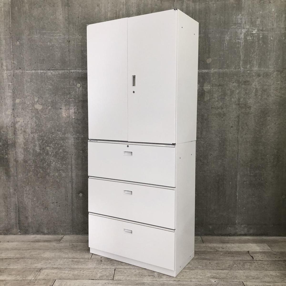 【これ1台で書類整理の問題が解決！上下で6段分の大容量収納！】■イトーキ（ITOKI）製　シンライン　書庫セット（両開き+3段ラテラル）　H2140mm　■シリンダー錠　■ホワイト
                        シンライン
                                    中古
            