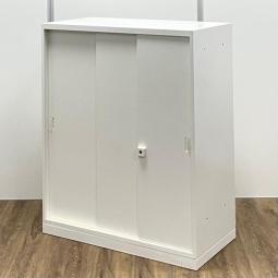 【2台入荷】オカムラ製　人気レクトラインシリーズ　ホワイトカラー　3枚引戸　引き違い書庫！！