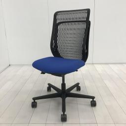 ★樹脂製背面の珍しいチェア！】ウチダ（UCHIDA）製　AJチェア（AJ CHAIR）　ハイバック　肘無し　■背面樹脂メッシュ　■背面：ブラック/座面：ブルー