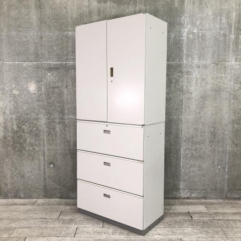 【中古】シンライン HTM-109HSS-WE / HTM109AAS-WE イトーキ（ITOKI） ハイキャビネット／両開き＋3段ラテラル