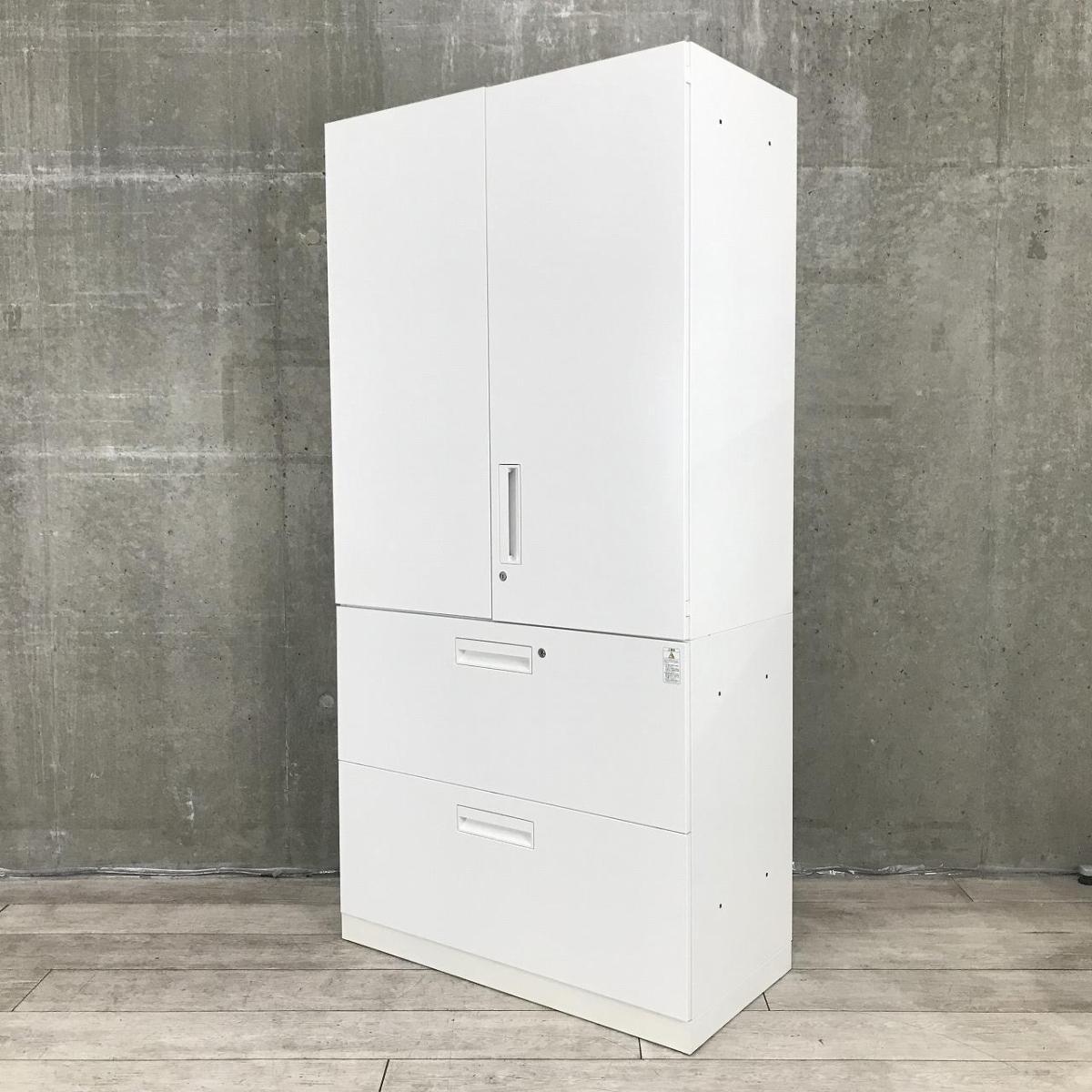 【使い勝手抜群！】観音開き＋2段引き出しタイプのキャビネットセット！【外部倉庫在庫品】
■コクヨ/エディア/ホワイト　　両開＋2段ラテラルセット【AO】【TOGS】
                        エディア
                                    中古
            