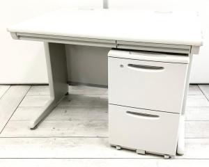 【カギ作成可能！】【コンパクトでスタンダード！使いやすい引き出し付きデスク！】■オカムラ(okamura)製　SD-Vシリーズ　平机＋ワゴンセット(片袖机)　引き出し付き　W1000㎜　■ライトグレー　※ワゴンは在庫状況によって変動致します。【入替セールにつき20%OFF！】