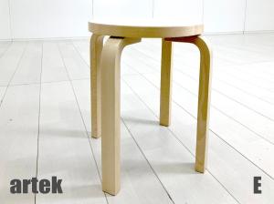 E)artek/アルテック　STOOL E60 / スツール60　アルヴァ・アールト　ホワイトラミネート　北欧　フィンランド　4本足