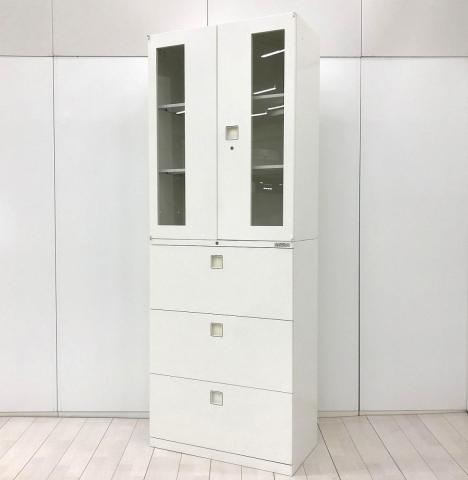【中古】レクトライン 4M363Y-ZA75　4MG3ZC-ZA75 オカムラ（okamura） ハイキャビネット／両開き＋3段ラテラル