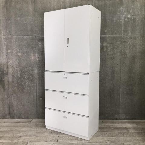 【中古】シンライン HTM-109HSS-W9 / HTM-109AAS-W9 イトーキ（ITOKI） ハイキャビネット／両開き＋3段ラテラル