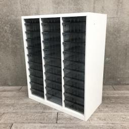 【2台限定】【書類や備品のストックにピッタリ！】■オカムラ（OKAMURA）　レクトラインシリーズ　クリスタルトレー　■３列21段　浅型　■ホワイト【2024年4月5日入荷】【RP】