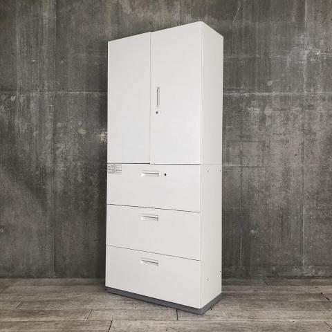 【中古】L6  プラス（PLUS） ハイキャビネット／両開き＋3段ラテラル