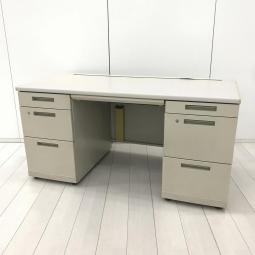 【コクヨ製MXシリーズの両袖机！幅1400㎜の広々事務机！引出し7つの大容量タイプ！書類が多い方に！】■コクヨ(KOKUYO)製　MXシリーズ　両袖机　W1400×D700×H700㎜　■シリンダー錠　■ニューグレー　※日焼け有