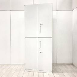 【在庫入替セール品！（本在庫限定価格）■ウチダ（UCHIDA）製　HSシリーズ　ハイキャビネット両開き＋両開き　書庫セット　■ホワイト　■ダイヤル鍵　【搬入時は上下別の2個口での納品となるためエレベーター搬入も安心！】【弊社使用欄：A01034900/A01033323】【HU】