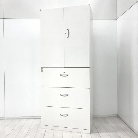 【中古】QUWALL RW45-10H　RW45-310D 生興 ハイキャビネット／両開き＋3段ラテラル