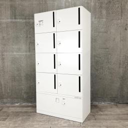 【フリーアドレス化に必須の収納アイテム！ダイヤル錠で鍵の紛失心配なし！】■オカムラ製　ピクスライン　8人用パーソナルメールロッカー＋ラテラル書庫 ■ホワイト【HU】【関東倉庫在庫品】【弊社使用欄：A01044089】