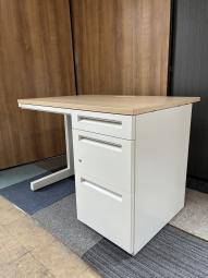 【在庫入替品】【省スペースに設置できる！コンパクトサイズ！】■ウチダ　スカエナシリーズ　片袖デスク　W1000×D700㎜　ナチュラル　シリンダー錠　引出し右袖3段★