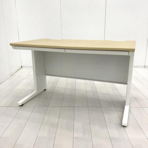 【定番人気の幅1200㎜！人気のナチュラル調天板！】■アイリスチトセ(IRIS CHITOSE)製　平机　W1200㎜×D700㎜　■引き出し付き　■ナチュラル調天板×本体ホワイト 【弊社使用欄：A01061746】