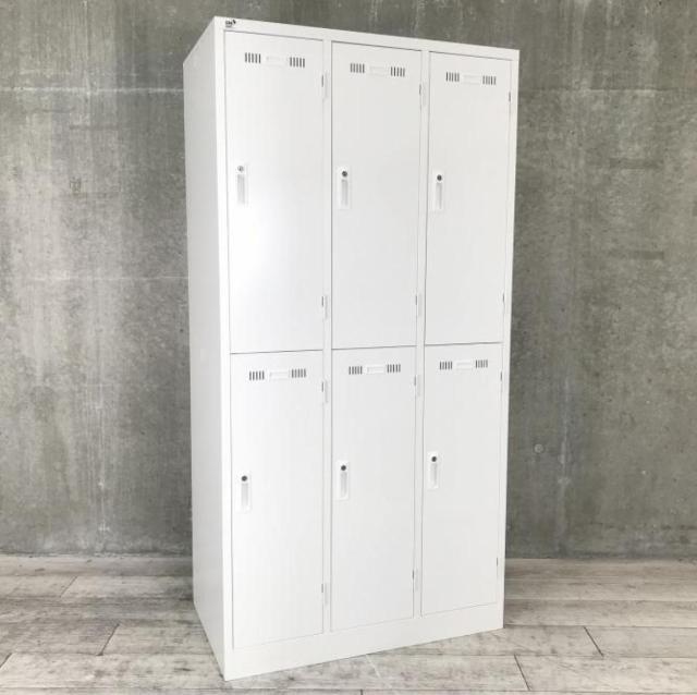 【個人の荷物や上着の収納にオススメ！】■セイコー　6人用ロッカー　ホワイト　シリンダー錠　■上下2段でスペース効率良く収納！