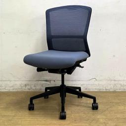 【在庫入替セール】ウチダ　エルフィ　ミドルバックチェア　肘無しモデル　ブルーグレイ×ブラックフレーム　背メッシュ　【愛知・名古屋・豊田・静岡・浜松】