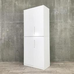 【在庫セール品・2台限定】【T4】■ウチダ(UCHIDA)製　ハイパーストレージ(HS)シリーズ　上下両開き書庫セット　H2150㎜　■ホワイト　■シリンダー錠【これ1台で書類整理の問題が解決！　上下で6段分の大容量収納！　搬入時は上下別の2個口での納品となるためエレベーター搬入も安心！】