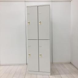 【シンプルで設置場所を選ばないデザイン！オフィス・施設・バックヤードなど幅広く対応！】■ナイキ（NAIKI）製　BLNシリーズ　4人用更衣ロッカー（2列×2段）　■シリンダー錠　■ホワイト　※側面 穴あき