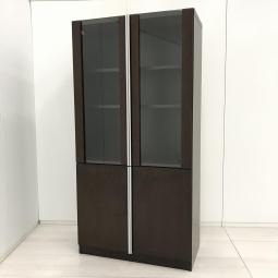 【在庫入替セール品！（本在庫限定価格）※一部凹みや傷がございます。】【木製の高級感あるデザインの役員用書庫！】■イトーキ（ITOKI）X19シリーズ　■ガラス扉の両開き書棚　■ブラウン【弊社使用欄：A01031004】【HU】