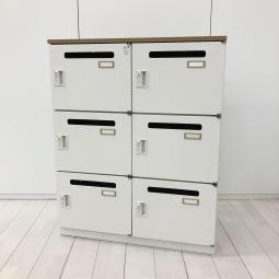 【フリーアドレス化の相棒！　個人の荷物を収納可能なダイヤル錠式の6人用ロッカーが入荷！】■イトーキ(ITOKI)製　シンライン(THINLINE)シリーズ　６人用パーソナルロッカー　H1120㎜　　■ホワイト/天板：木目ナチュラル　■投函口付　■ダイヤル錠　※非常解除キーは付属ございません。