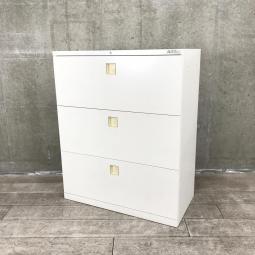 【在庫入替セール品！】オフィスの必需品！書類をスッキリ整理できる容量の3段キャビネット取っ手がどの方向からでも開くマルチハンドル！
■オカムラ/レクトライン（Rectline）/ホワイト